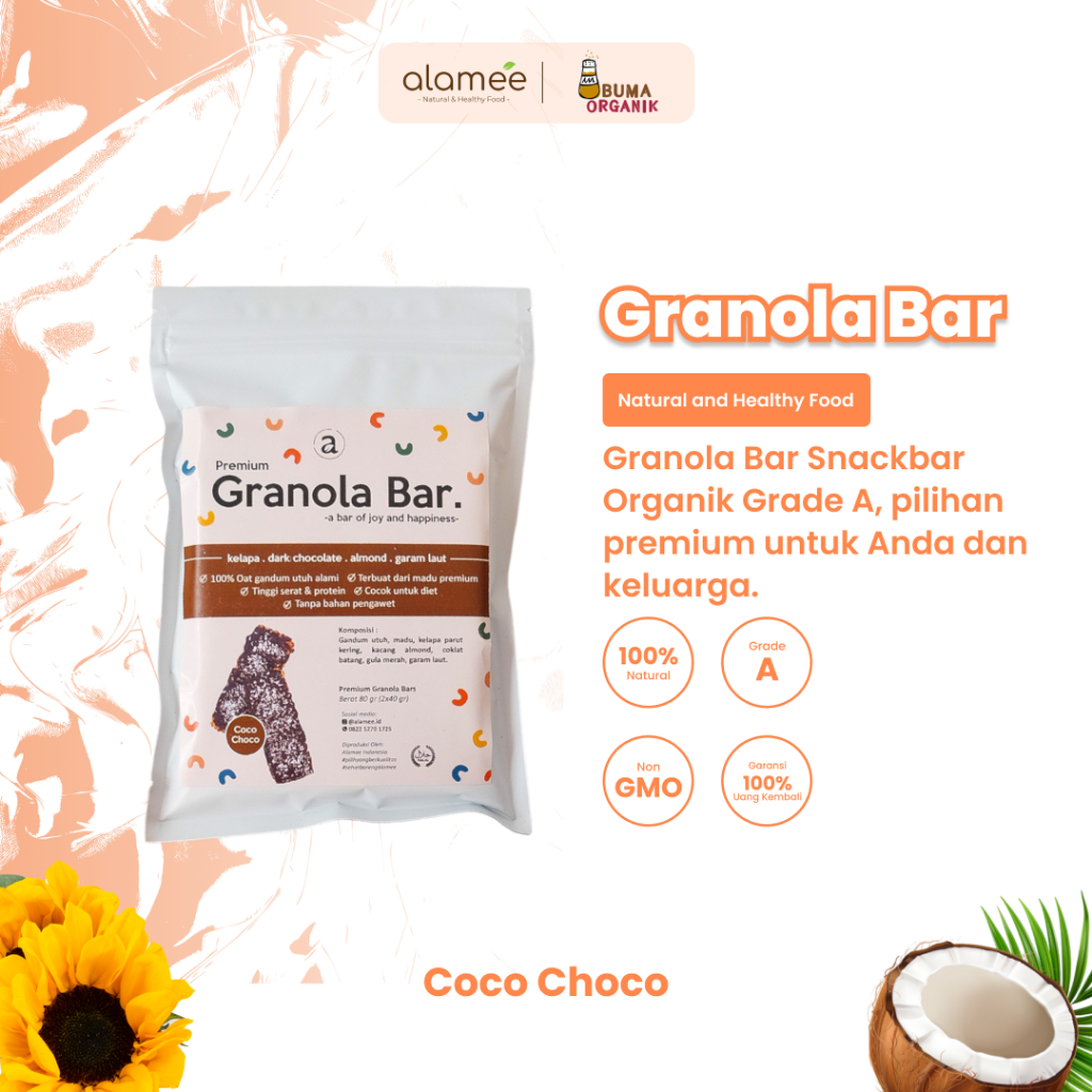 

GRANOLA BITES BAR COCO CHOCO DIET PELANCAR ASI BOOSTER SNACK SEHAT MAKANAN ANAK BAYI BALITA MPASI