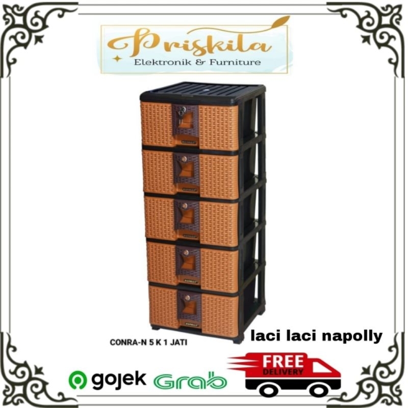 napolly lemari plastik / laci laci napolly/ 4 susun / 5 susun/furniture Palembang