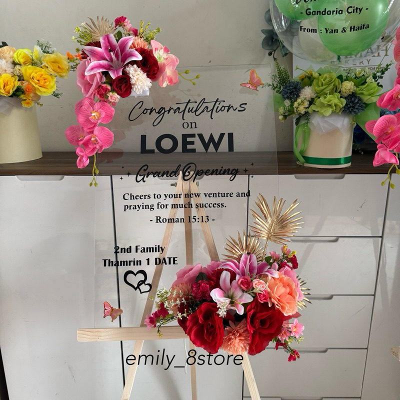 Juleashop (Urgent Order) Papan Bunga Standing Grand Opening Flower Acrylic Akrilik Congratulation