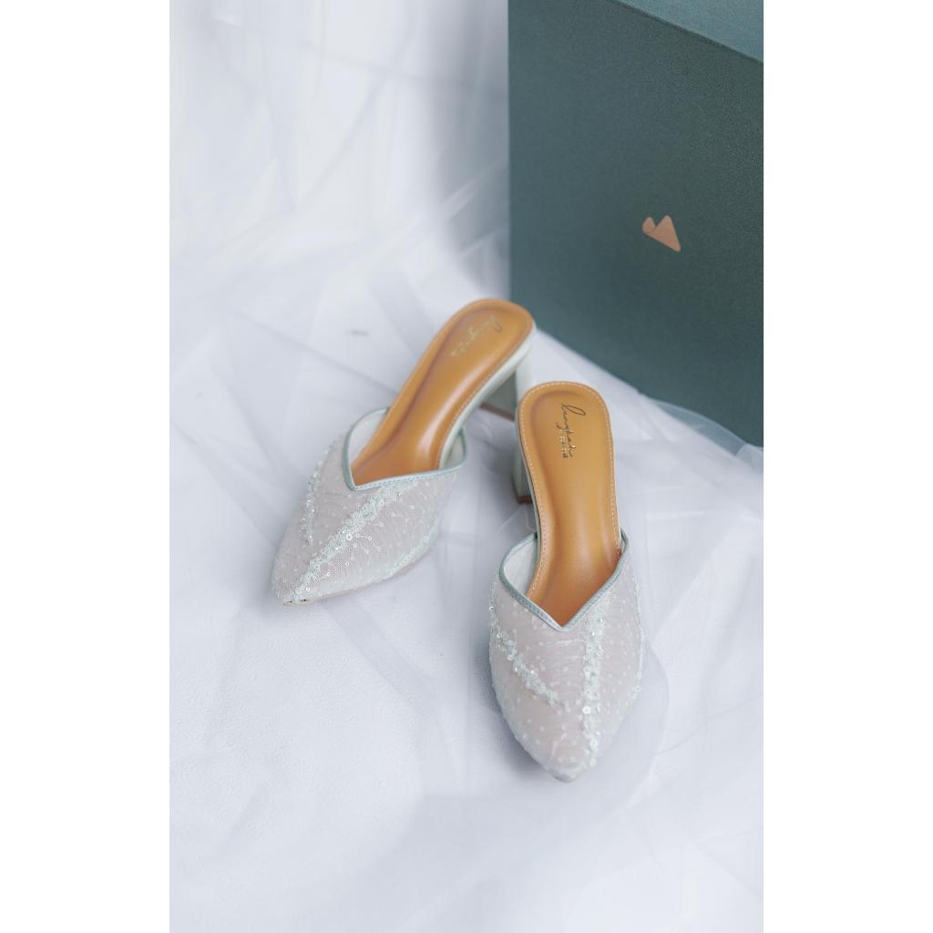 LANGKAH BY LINA LEE SEPATU WEDDING WANITA WARNA SAGE HEELS 5CM