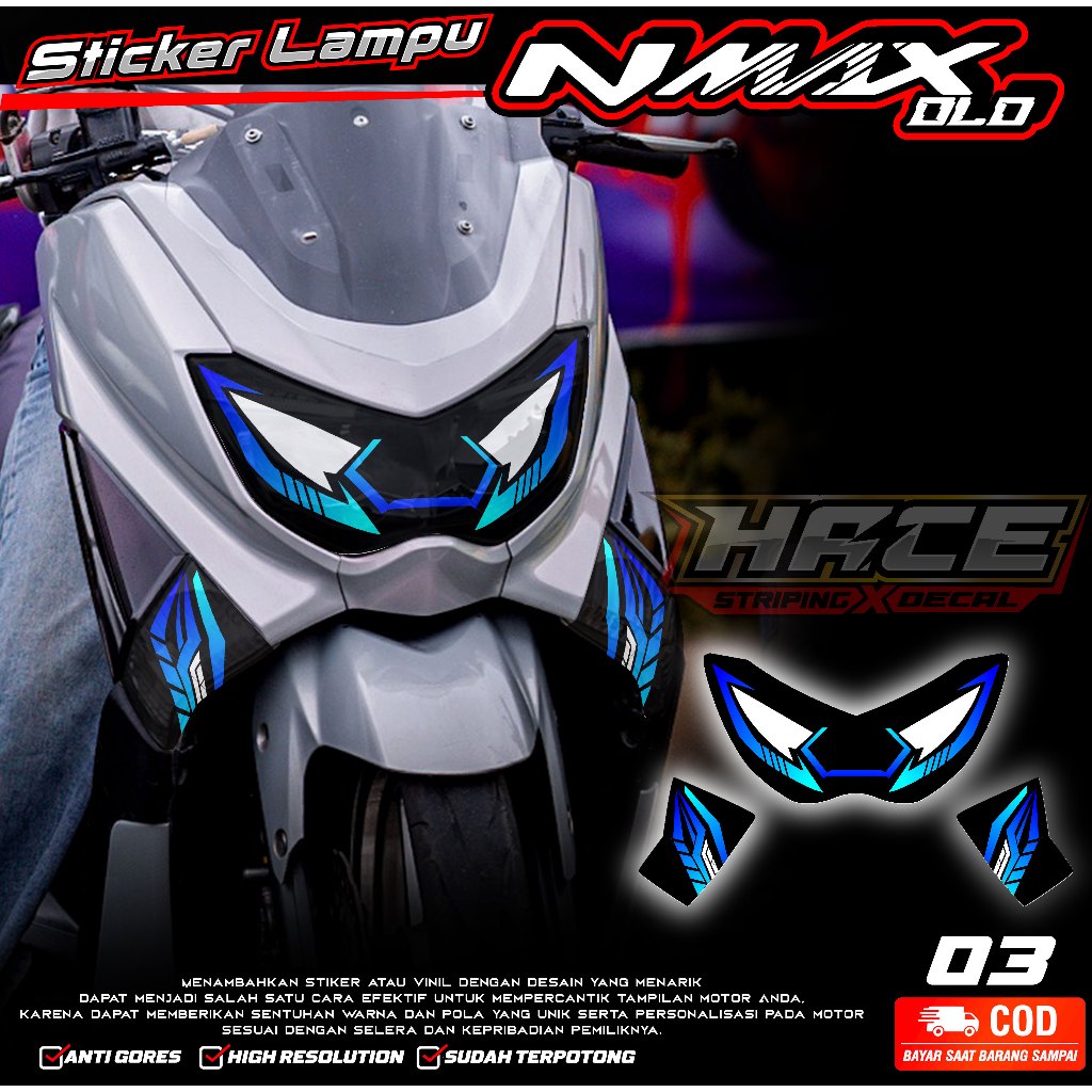 KODE 03 STIKER ALIS LAMPU DEPAN MOTOR NMAX OLD - STIKER LAMPU DEPAN NMAX OLD SIMPLE GRAFIK