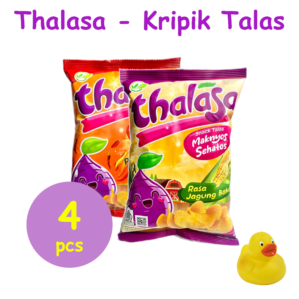 

Thalasa [4 pcs] - Keripik Talas (Rasa Jagung Bakar/ Pedas Sedap) Snack Sehat Cemilan Serat Tinggi Vitamin 55gr