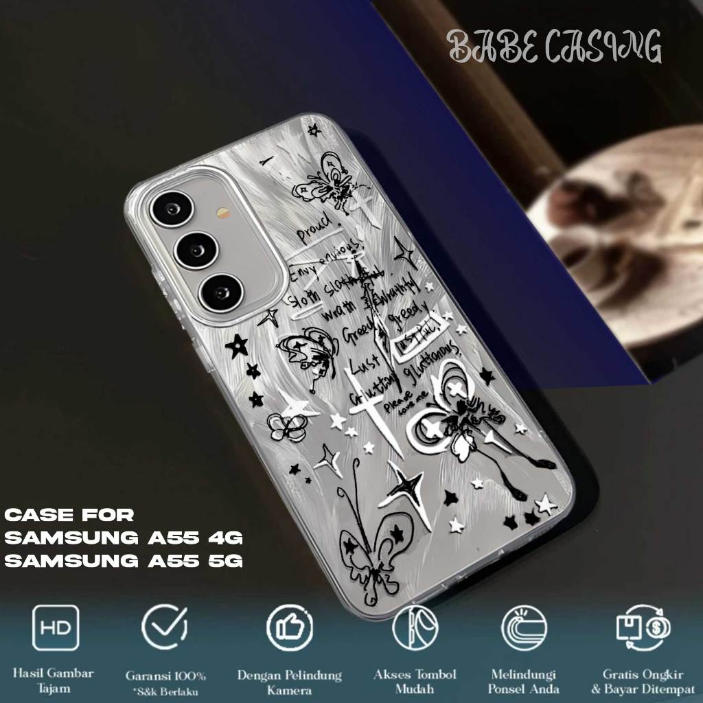 CASE SAMSUNG A55 CASING HANDPHONE FEATHER LASER PREMIIUM MATTE - MOTIF sentimetal - SOFTCASE SAMSUNG
