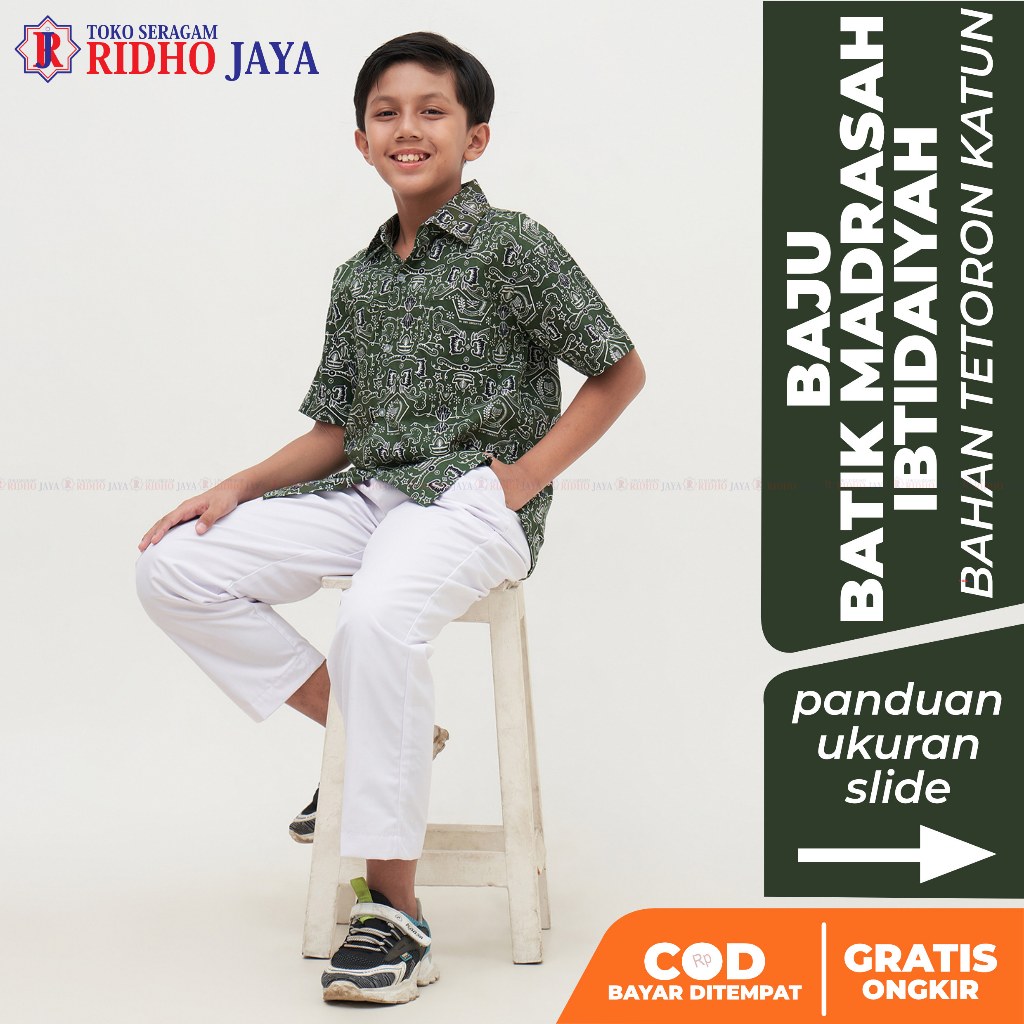 RIDHO JAYA Batik Madrasah Ibtidaiyah Seragam Sekolah Batik Sekolah Cewe Dan Cowo