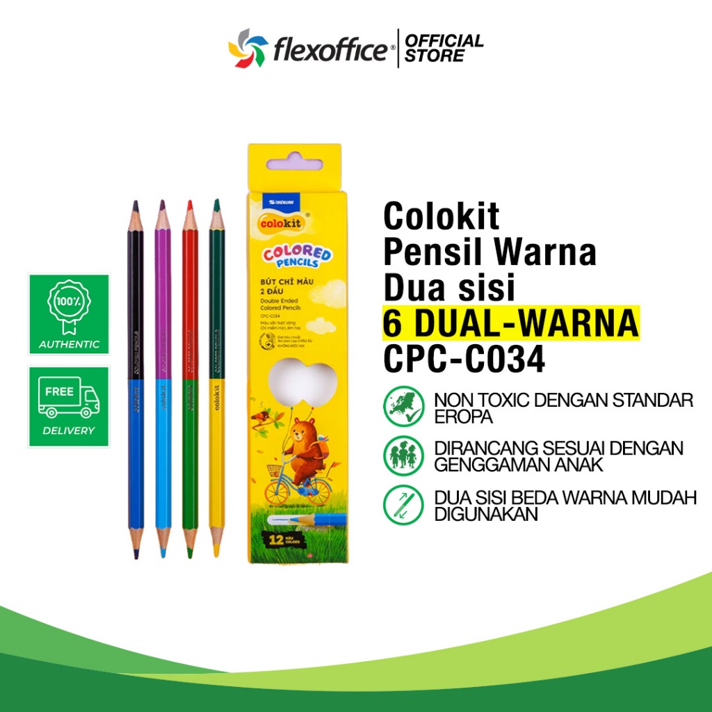 

FlexOffice Colokit Pensil Warna Dua Sisi CPC-C034 12 Dual-Warna 6Pcs/Set