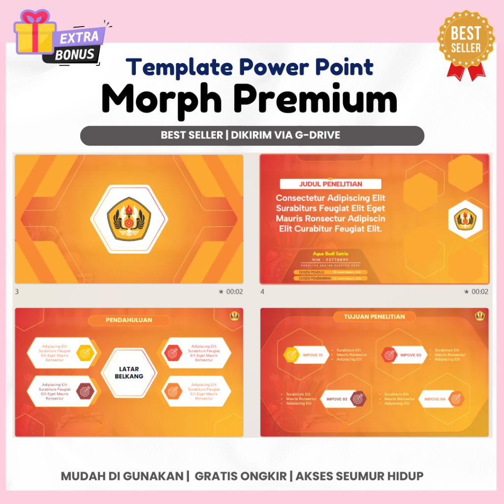 Template PPT Premium - Animasi Morph, Animasi Bergerak untuk Seminar & Sidang | PPT 3
