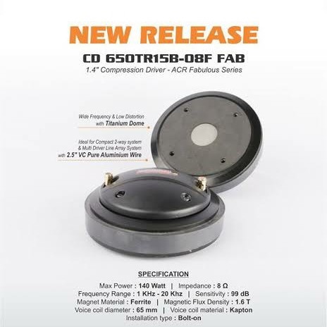 TWEETER ACR FABULOUS CD 650TR15B 08F