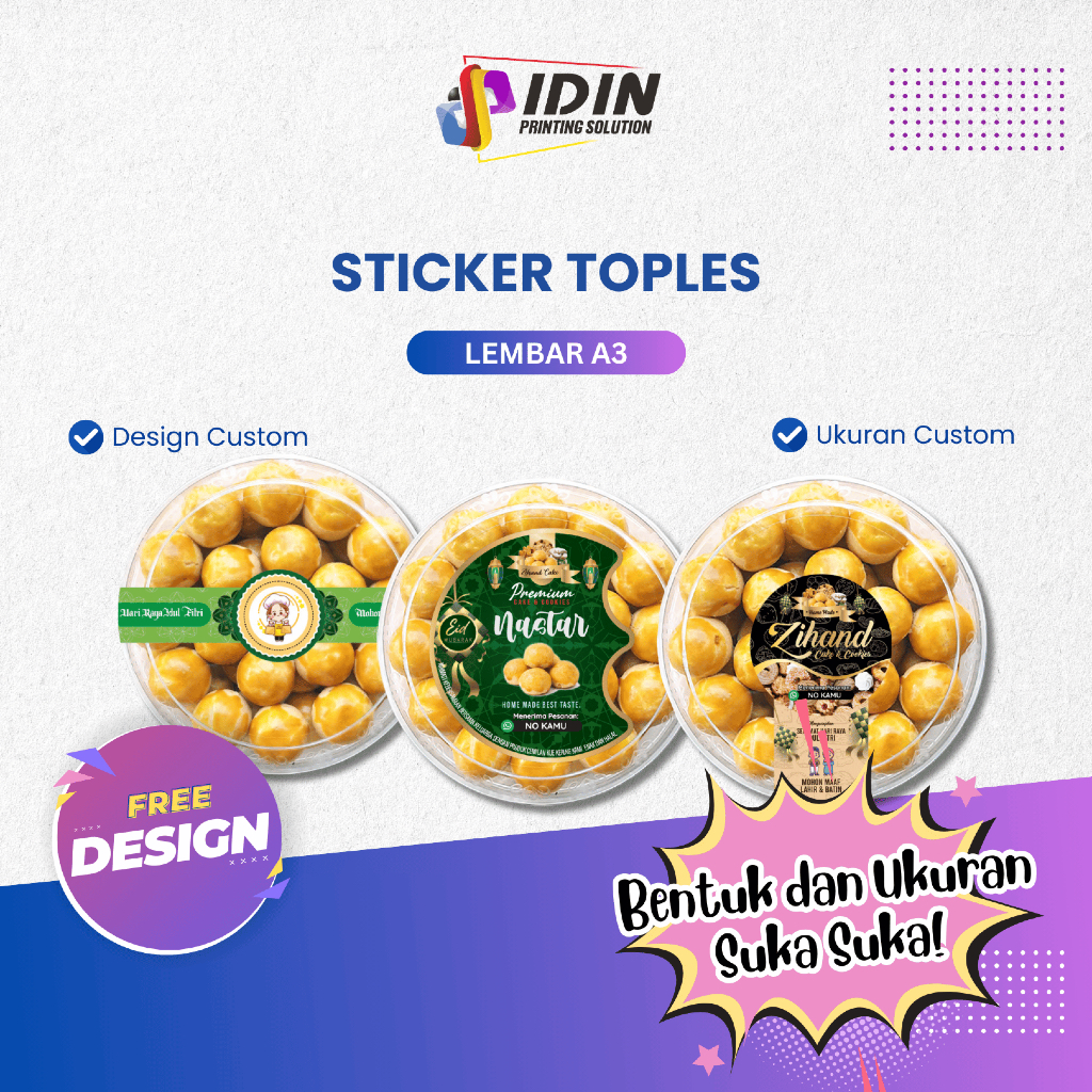 

Stiker Kue Toples 50++ Sticker Cookies Lebaran Natal Custom - Percetakan Idin Digital Printing
