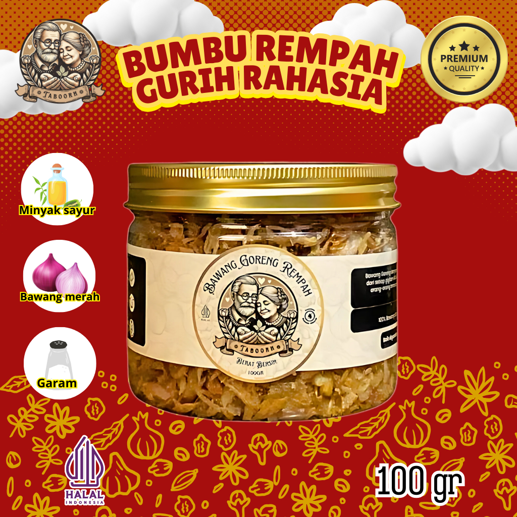 

OBRAL Bawang Goreng REMPAH 100gr TABOORH Premium Original Renyah dan Gurih