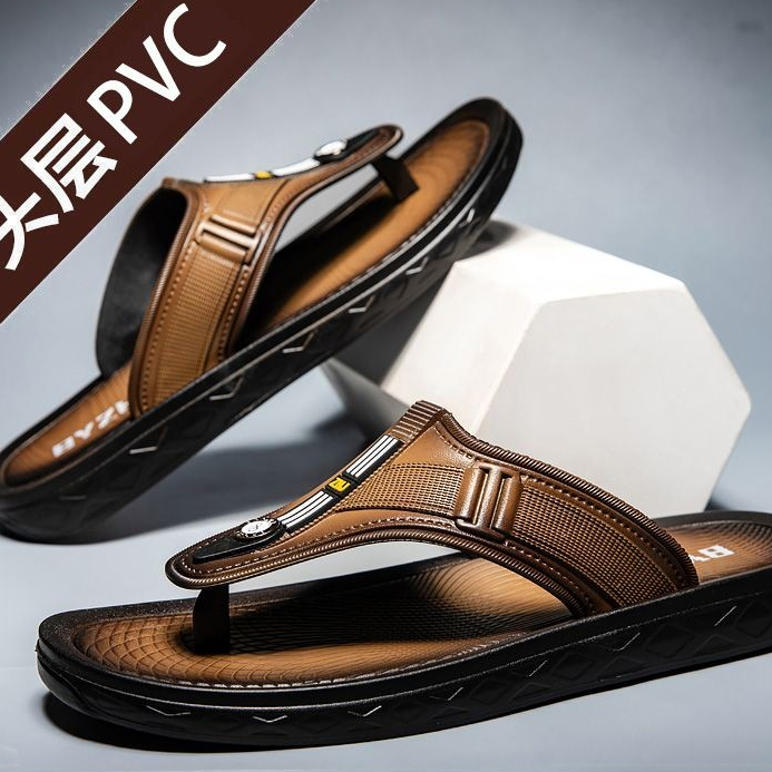 Sandal Pantai Flip-Flop Pria Sol Tebal Lembut Anti-Selip Tahan Bau