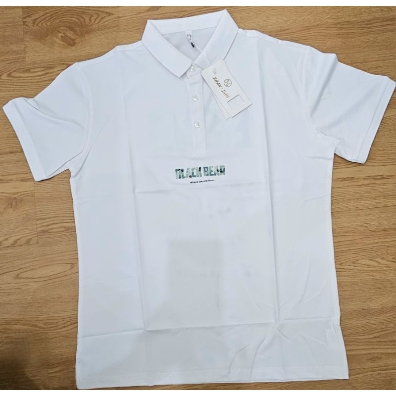 KEMEJA POLO PRIA AIR BEAR WHITE & BLACK NEW