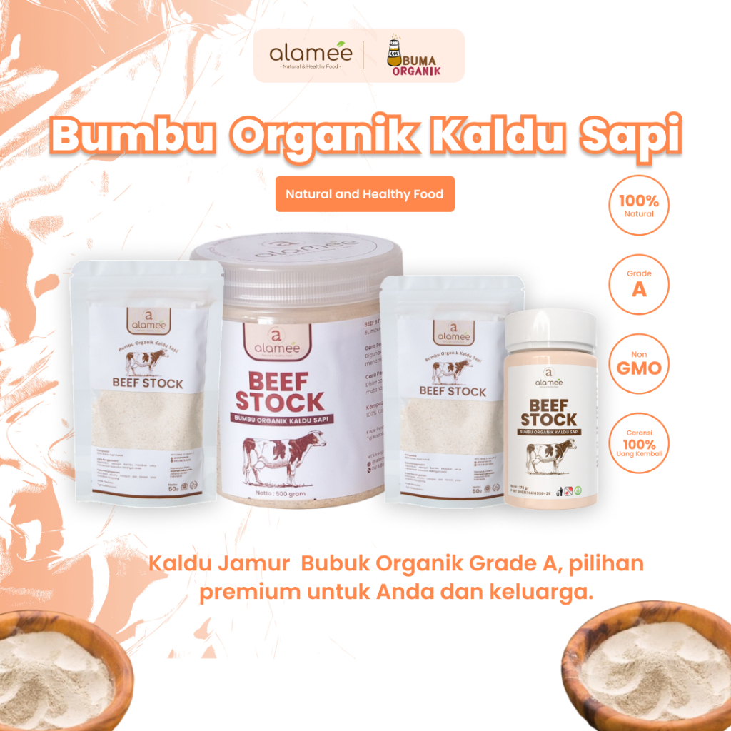 

Kaldu Sapi NON MSG Bubuk Penyedap Rasa Beef Stock Powder Extract Seasoning Murni Asli Tanpa Campuran Bumbu Organik toples praktis