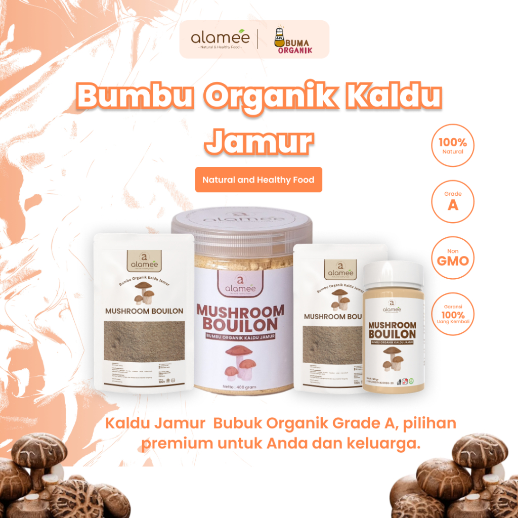 

Kaldu Jamur Organik Mushroom Stock Powder Bouilon Penyedap Rasa Bumbu Dapur Masak Bumbu toples praktis