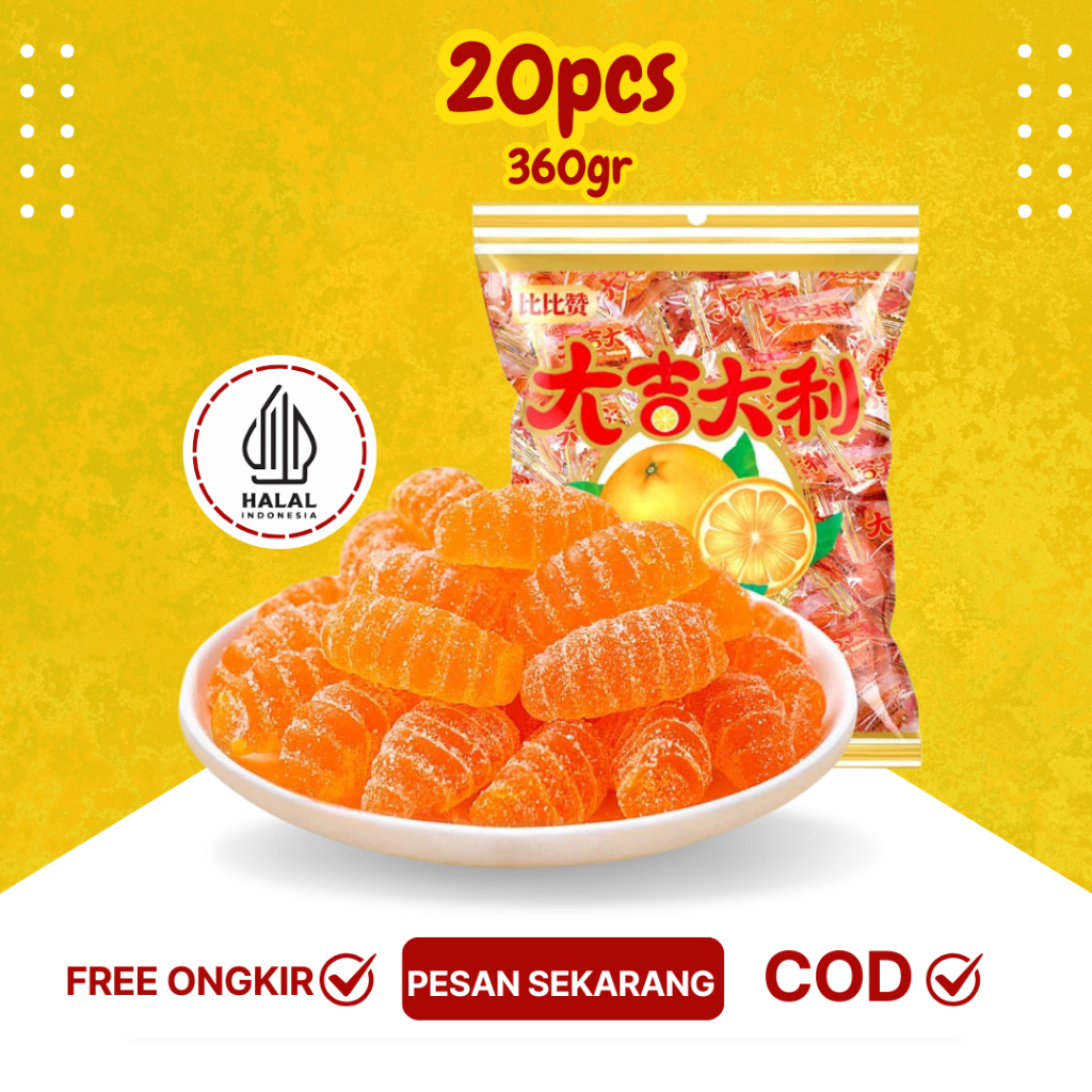 

【DA JI DA LI】【HALAL】 【Grosir】 Massal Permen Jeli Jeruk Kembang gula impor Permen yang Menyenangkan Makanan Ringan
