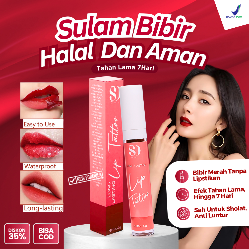 SUNDEY Lip Tatto Sulam Bibir Halal Ori Lipstick Tahan Lama Bisa COD