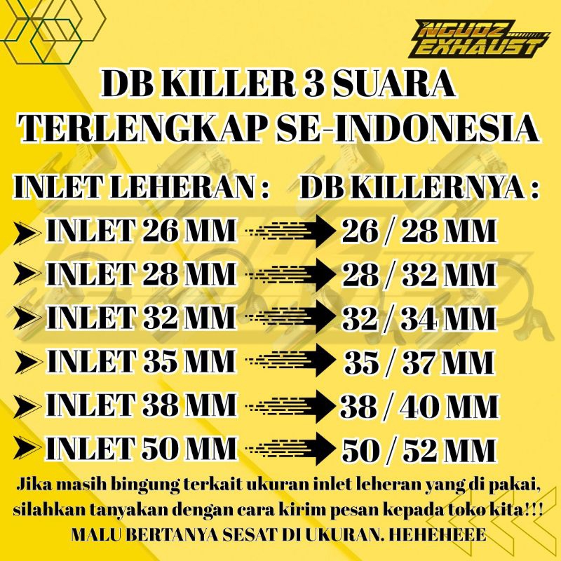DB KILLER 3 SUARA | PEREDAM SUARA KNALPOT RACING MOTOR SEMUA UKURAN