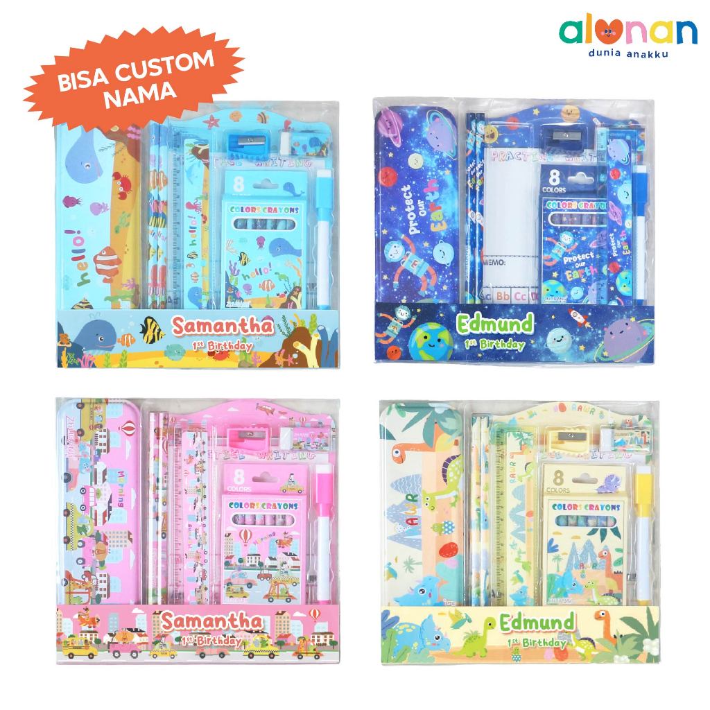 

D3W! ALUNAN Custom Set Alat Tulis 9 in 1 - Hampers Ulang Tahun Anak / Stationery Set / Souvenir