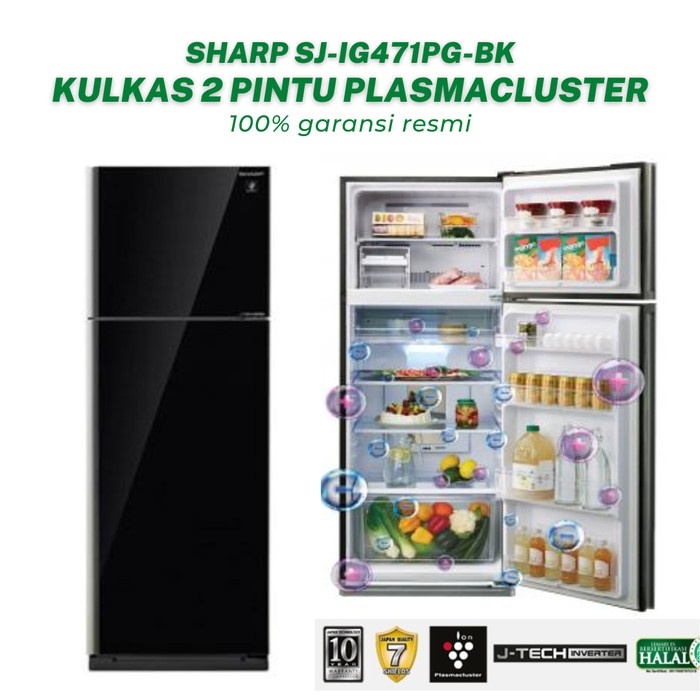 LEMARI ES SHARP 2 PINTU SJ-IG571PG-BK GRAND VETRO SJ IG 571 PG BK/SJ-IG471 PG/BK