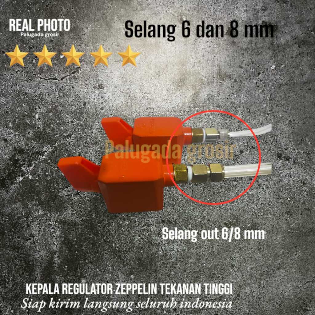 Kepala regulator zeppelin isi ulang gas portable 6 mm 8 mm neple stainless