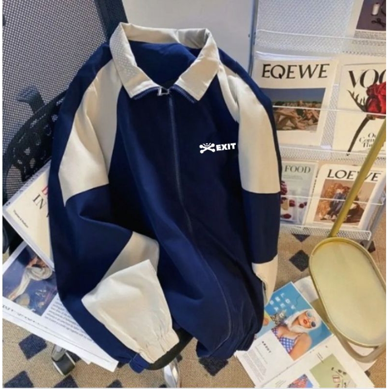 kualitas super jaket varsity vintage unisex waterproof taslan