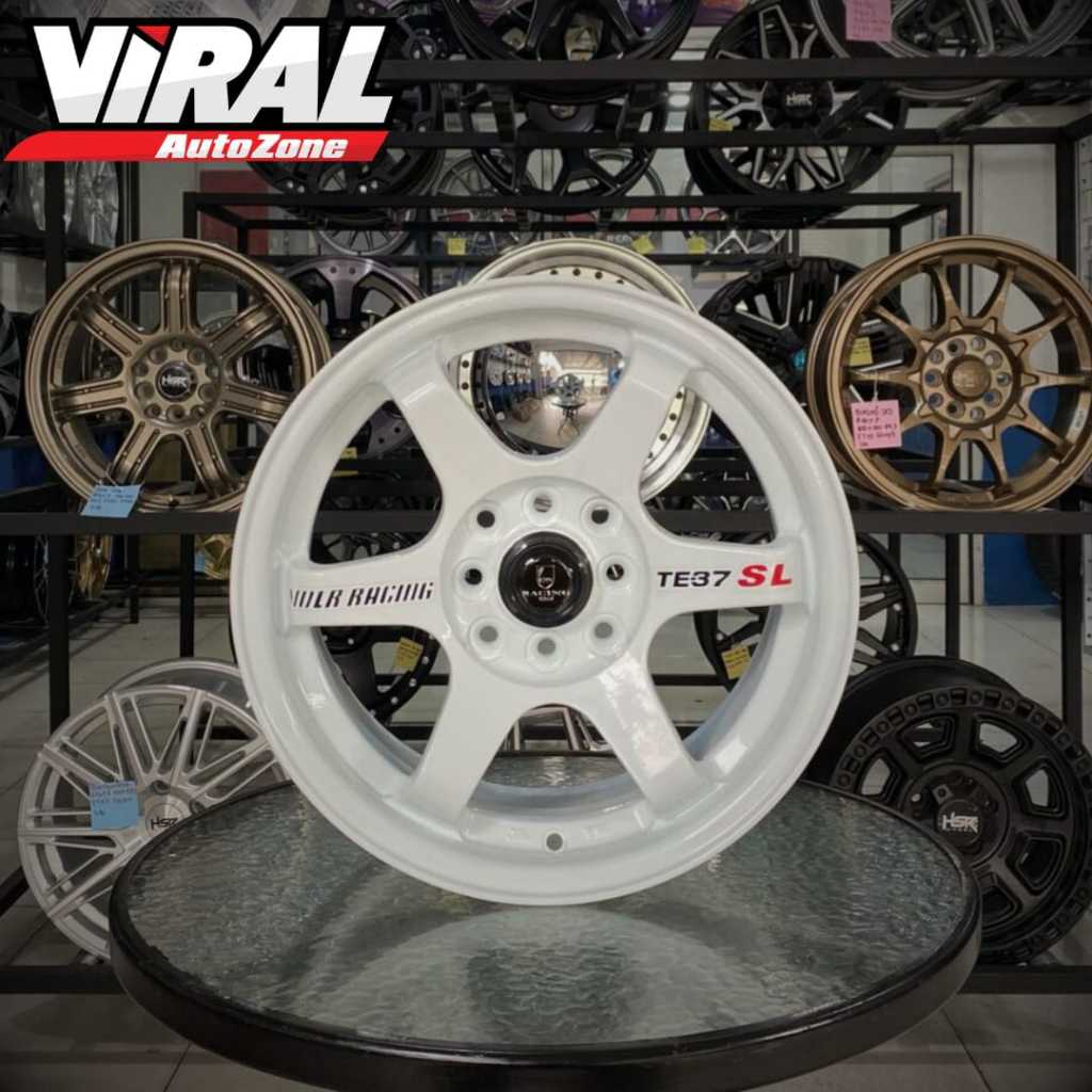 Velg Mobil Ring 15 TE37 SL HSR TL R15 LEBAR 7 LOBANG BAUT 4 ET38 WHITE