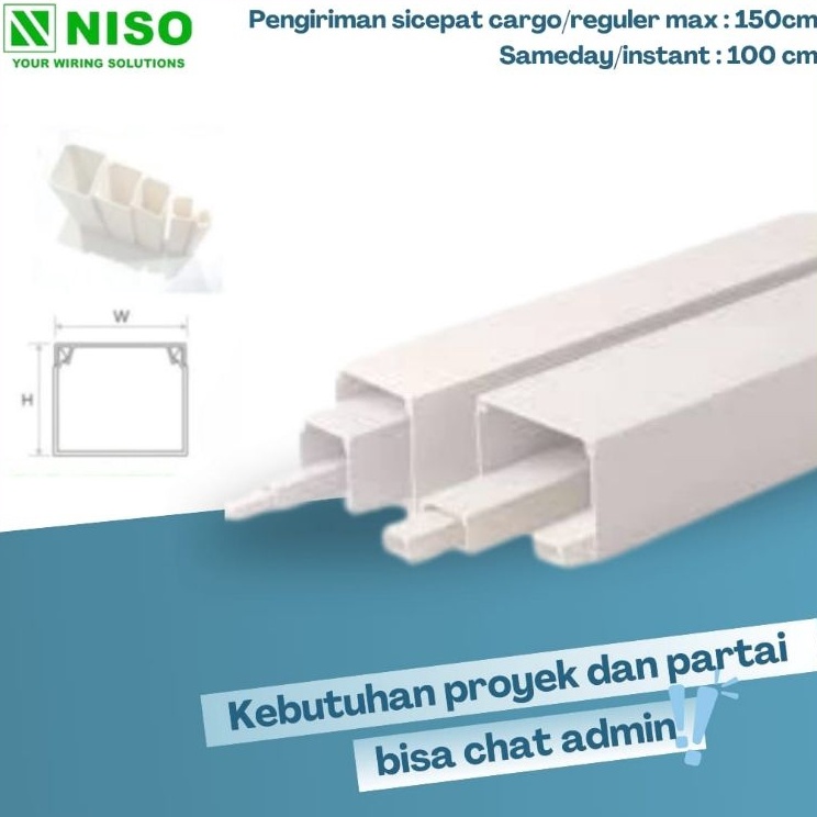 Sale Kabel dak cable duct 5x5 mm 5cm x 5cm ducting tray kabel pelindung kabel panjang 95 cm atau 145