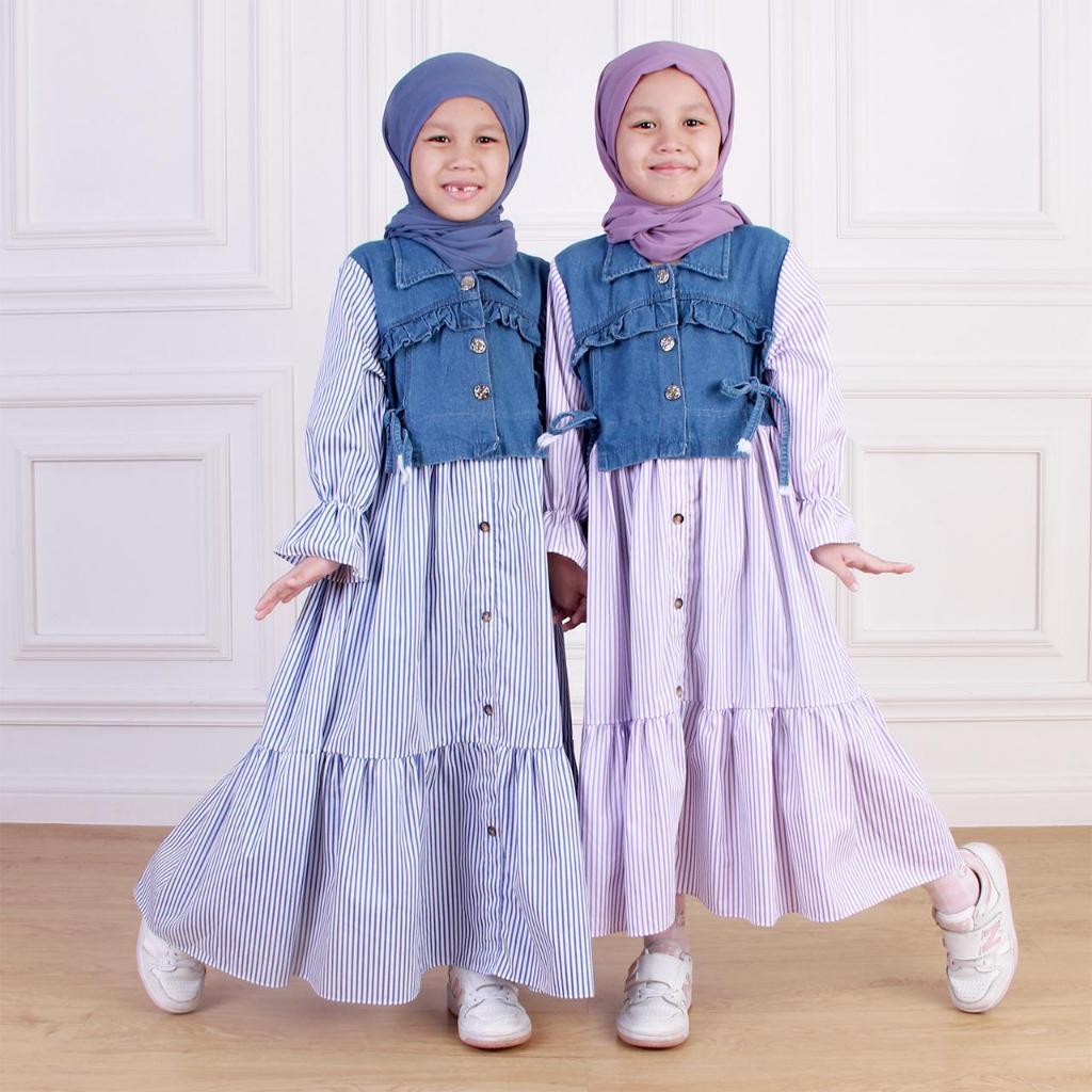 Dungdungkids Gamis Anak Nanda Rompi Jeans 3 - 11 Tahun