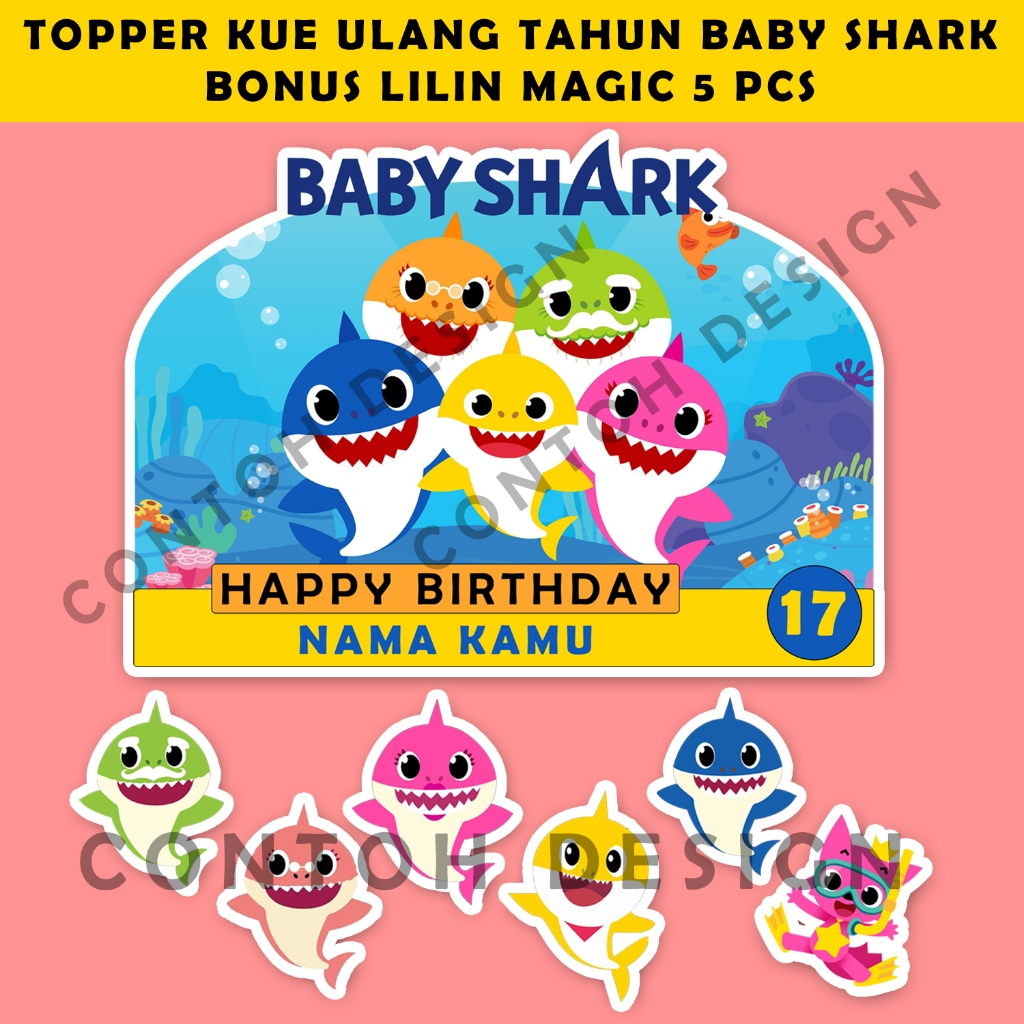 

[COD] Topper Kue Ulang Tahun Baby Shark Bonus 5 Lilin | Dekorasi Kue Ulang Tahun Anak Baby Shark