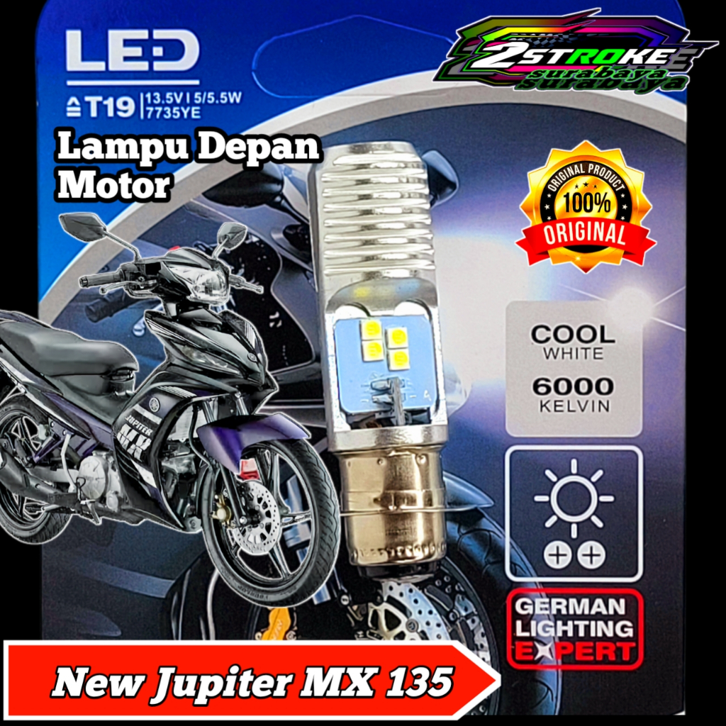 Lampu Depan Motor New Jupiter Mx 135 LED Putih Ac/Dc 12Volt Pengganti Dop/Bohlam Standart WrT19