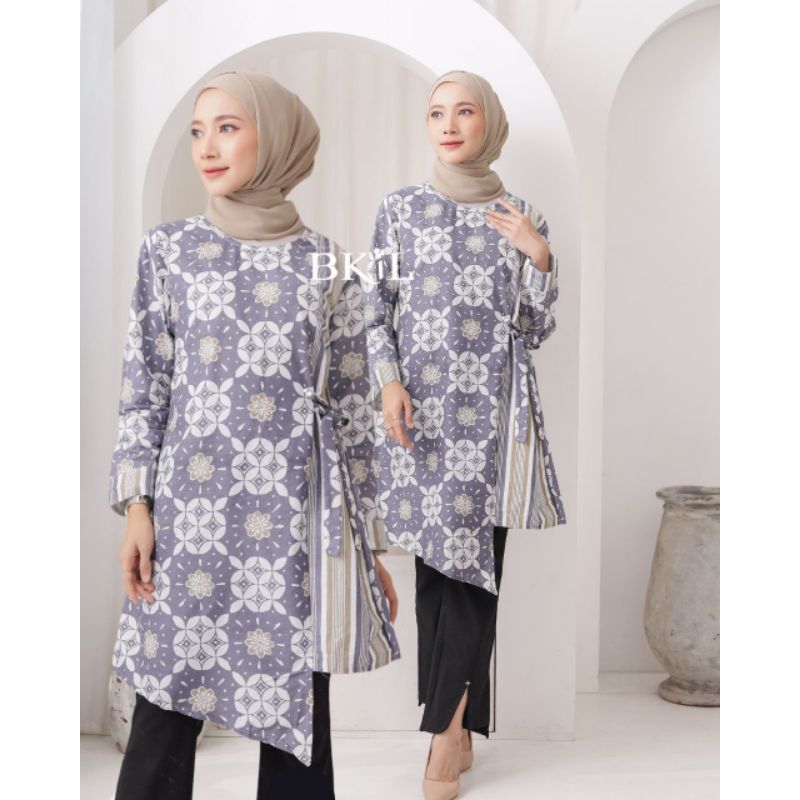 Tunik Kawung Salur/Atasan Tunik Batik Wanita Modern