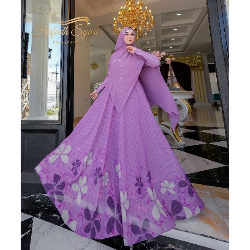 Asyiqa lilac by farfadh rayhan/ori syari/gamis set