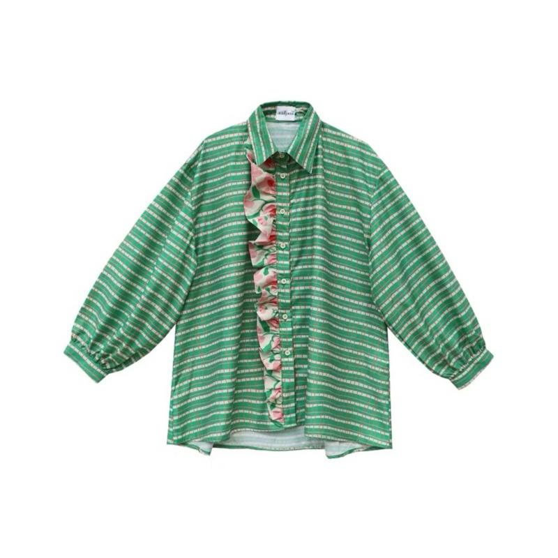 preloved nadjani tops nara Green kemeja wanita atasan wanita blouse wanita