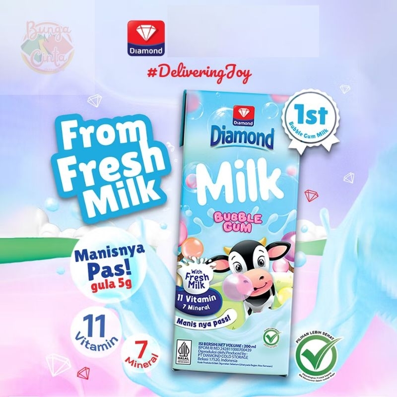 

Diamond Milk Susu UHT Bubble Gum 200 ML - Susu Diamond