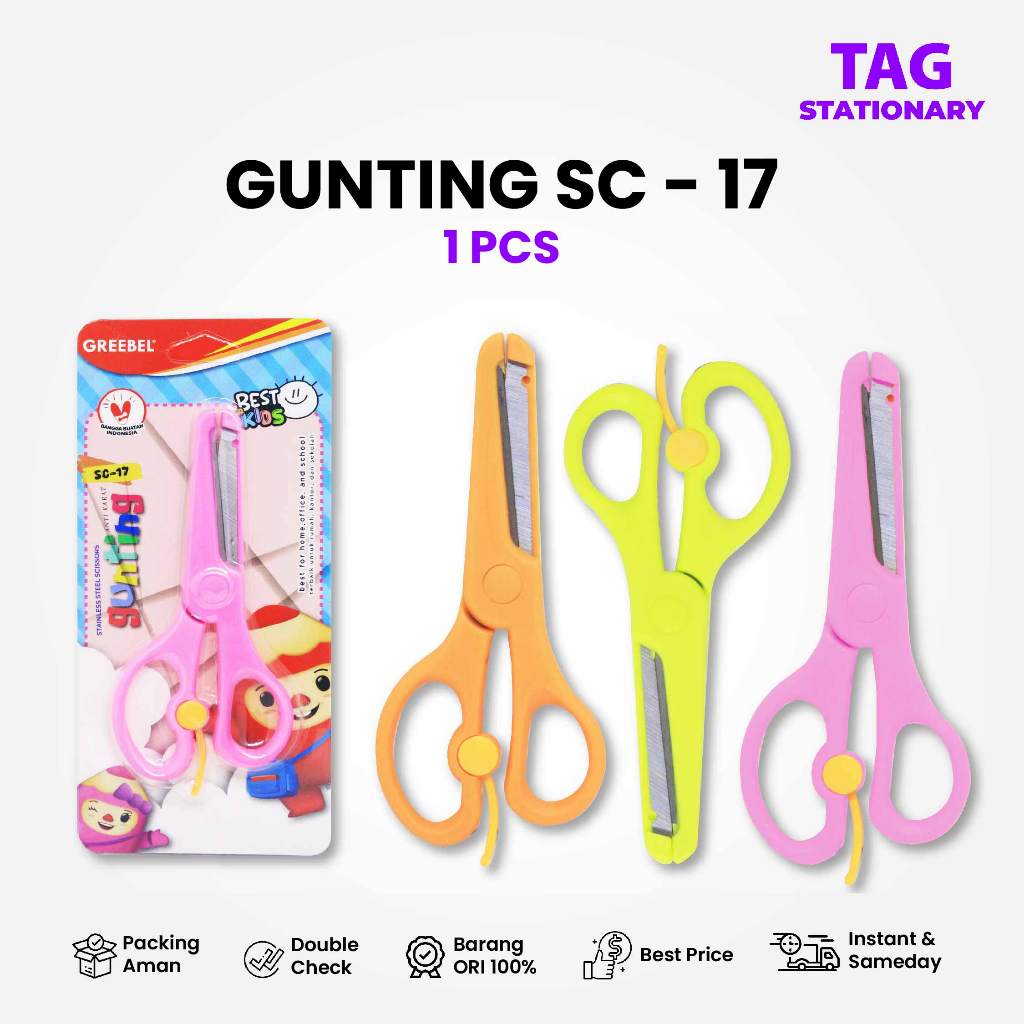 

GREEBEL Gunting SC-17 (PCS) / Gunting Kertas / Gunting Anak Gunting Sekolah Timur Agung Grosir