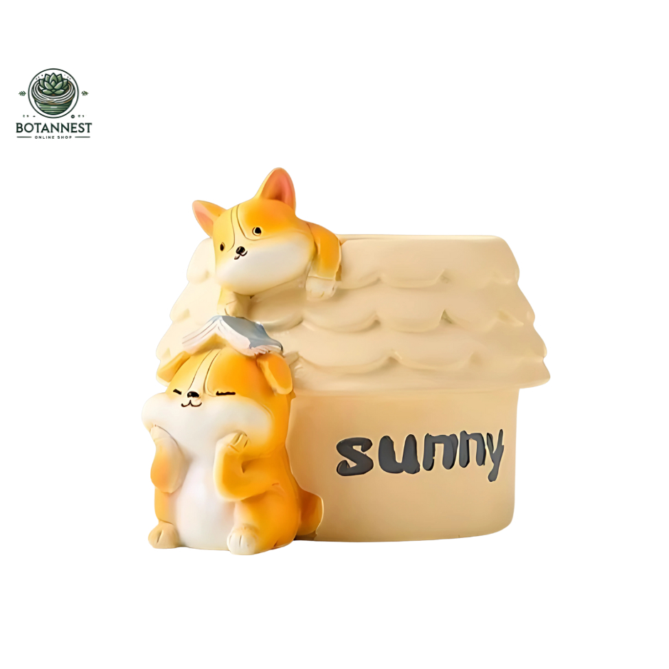 Pot Karakter Anjing - Model Sunny Pot Tanaman Hias Unik untuk Kaktus & Sukulen