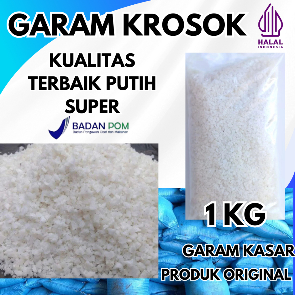 

Garam Krosok Kasar Kemasan 1kg Asli Murni Langsung Dari Petani Garam