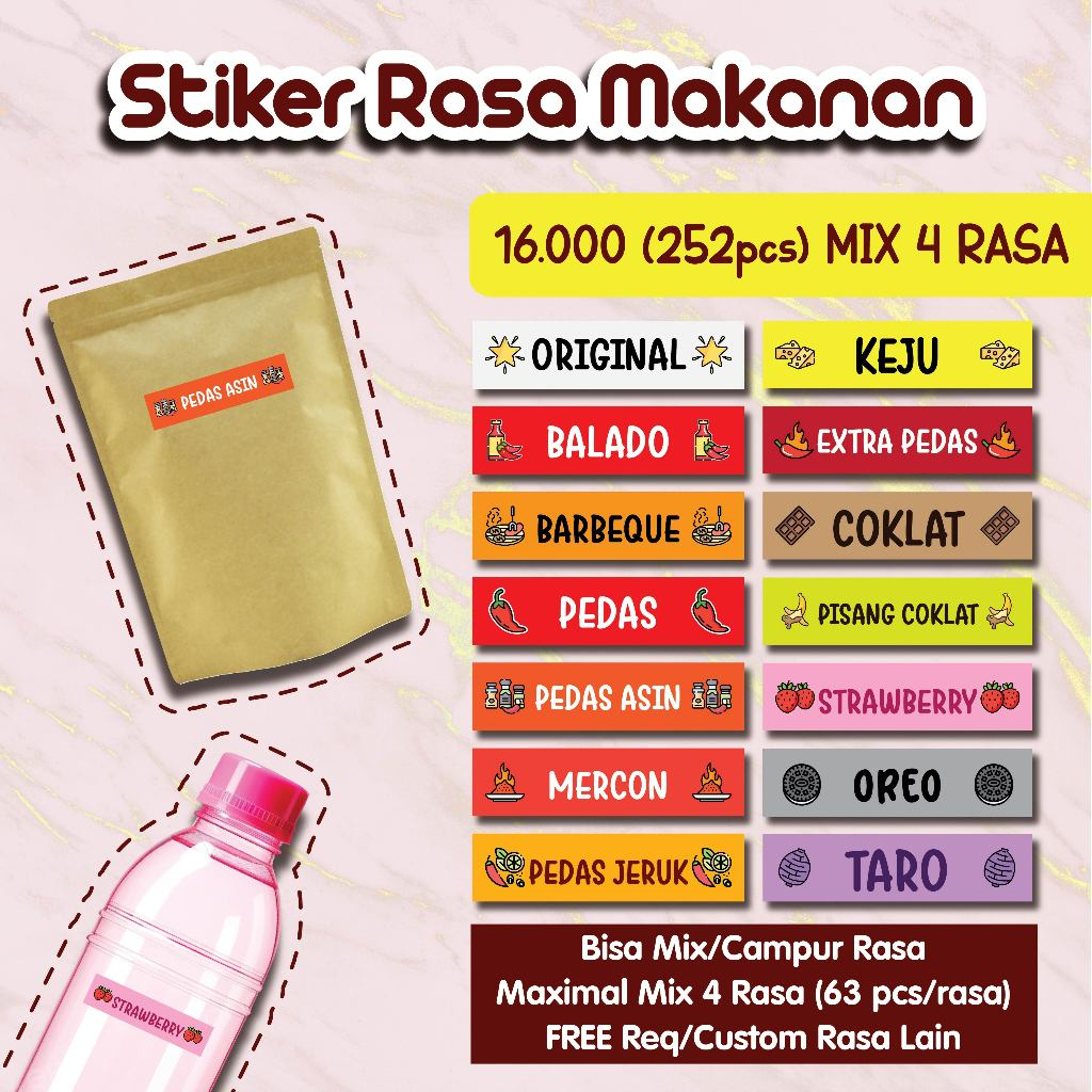 

252 PCS STIKER RASA MAKANAN | STIKER NAMA RASA MAKANAN MURAH EKONOMIS