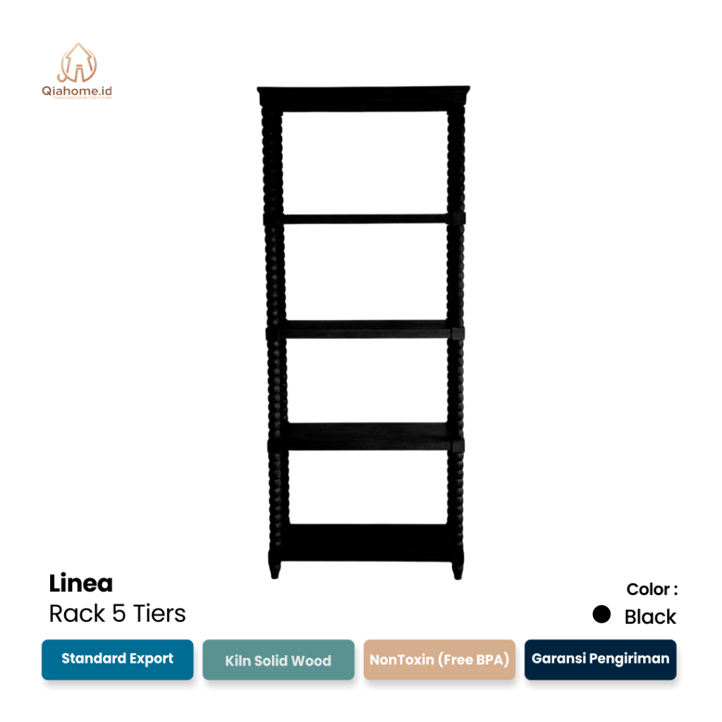 QIAHOME  Linea 5 Tiers  Rak Buku Aesthetic  Rak Kayu Minimalis  Rak Hiasan  Rak Hiasan Aesthetic