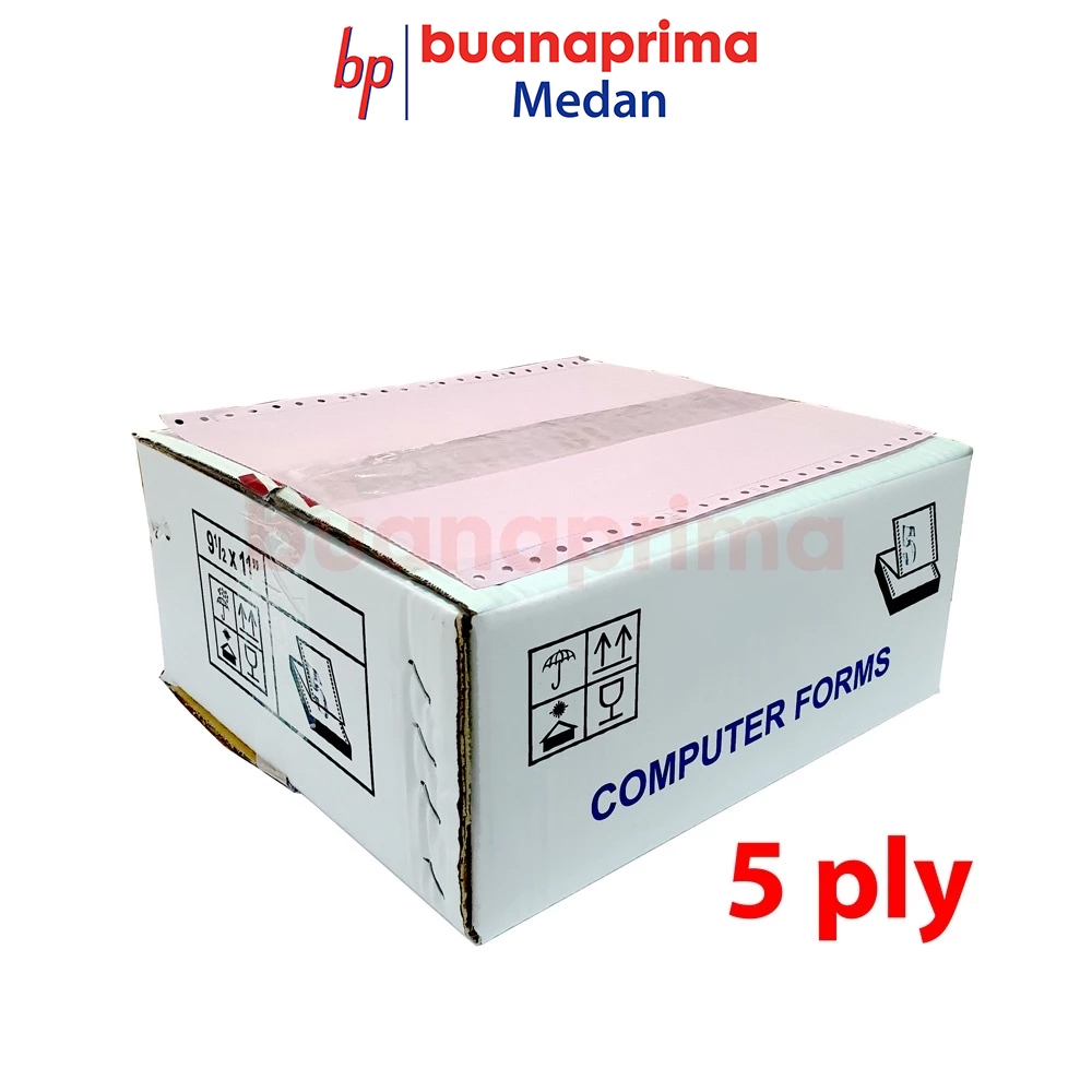 

CONTINUOUS FORM 5 PLY 9.5 x 11" bagi 2 dan full Putih Merah Kuning Hijau Biru Kertas Computer NCR