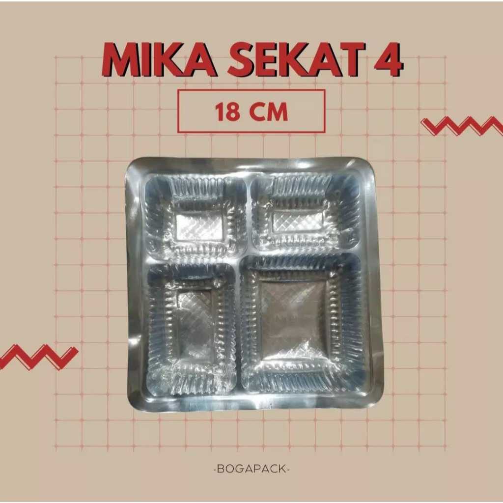 Mika Sekat 4 Uk.18cm isi 100pcs / Mika Nasi Kotak / Mika Sekat 18cm