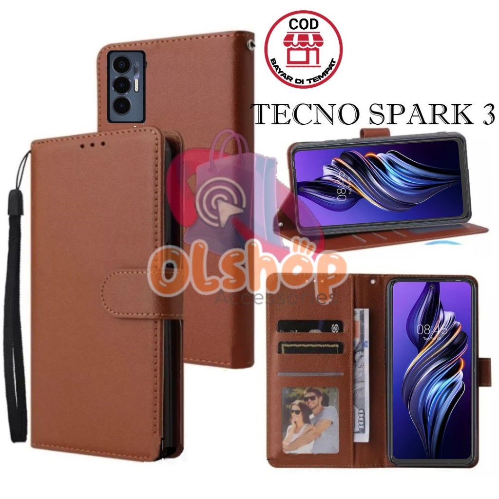 Flip case for TECNO POVA 3 Casing dompet kulit sintetis Sarung buku handphone
