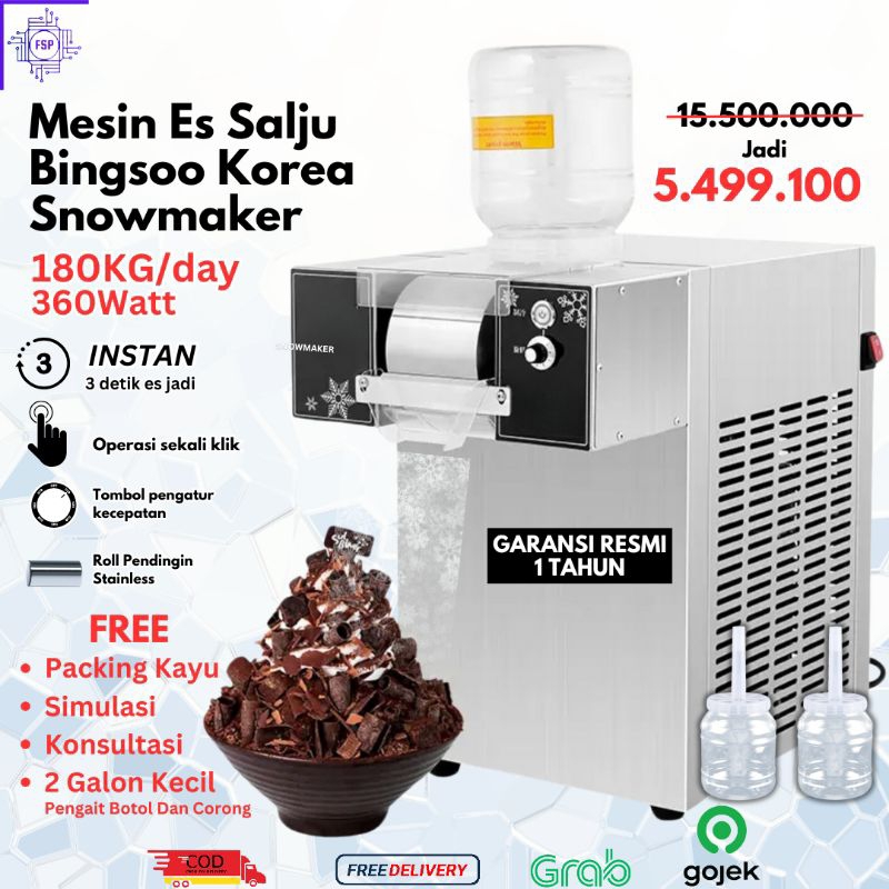 Mesin Es Bingsoo 360watt 180kg/24jam Mesin Es Bingsu Korea Es Krim Salju Serut Snow Ice