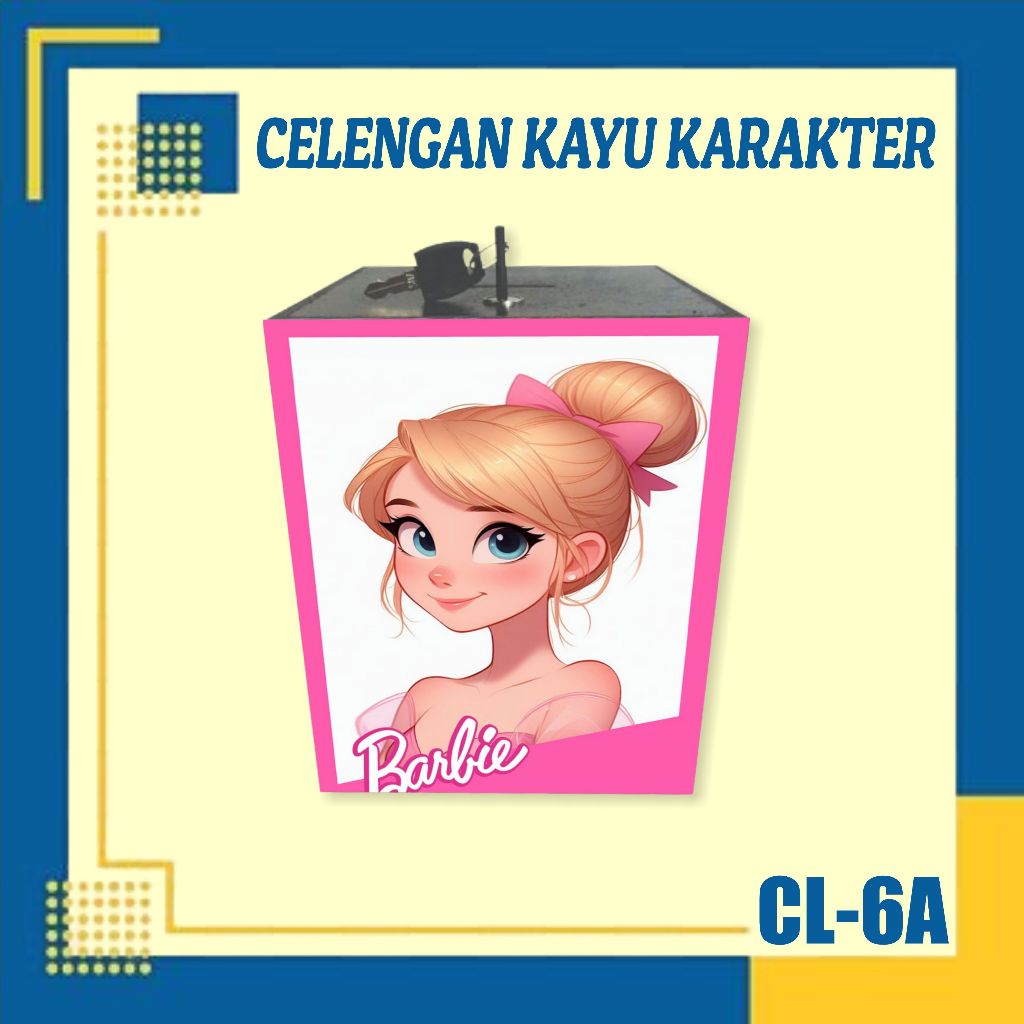 CELENGAN KARAKTER LUCU KAYU KARAKTER BARBIE KARTUN LUCU, CELENGAN KARAKTER LUCU ANAK, KOTAK TABUNGAN