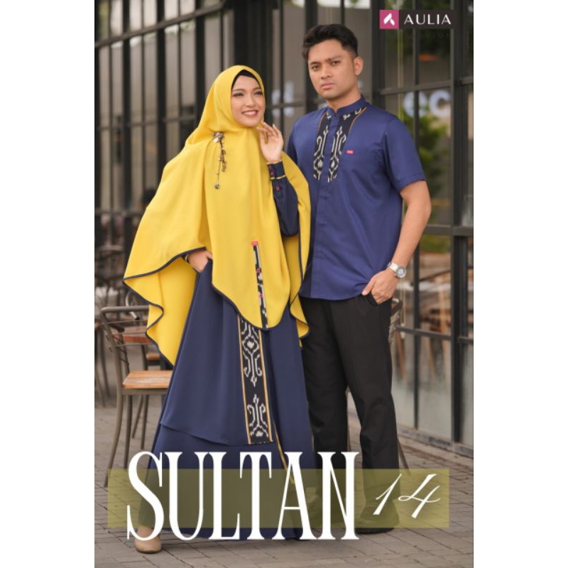 COUPLE LEBARAN SET GAMIS AULIA SULTHAN 14 DAN KOKO SULTHAN 14 NAVY (LENGAN PENDEK)