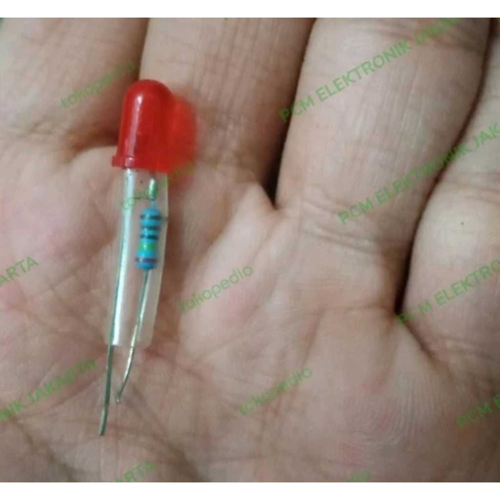 RD1334 lampu led 5mm 5 mm merah merah 220v 220volt 220 volt pln+resistor by PCM LTC GLODOK