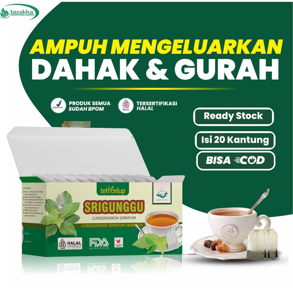 

TAZAKKA Obat untuk Gurah dan Dahak Hilang Teh Srigunggu isi 20 Teh Kantung Celup BPOM dan Original