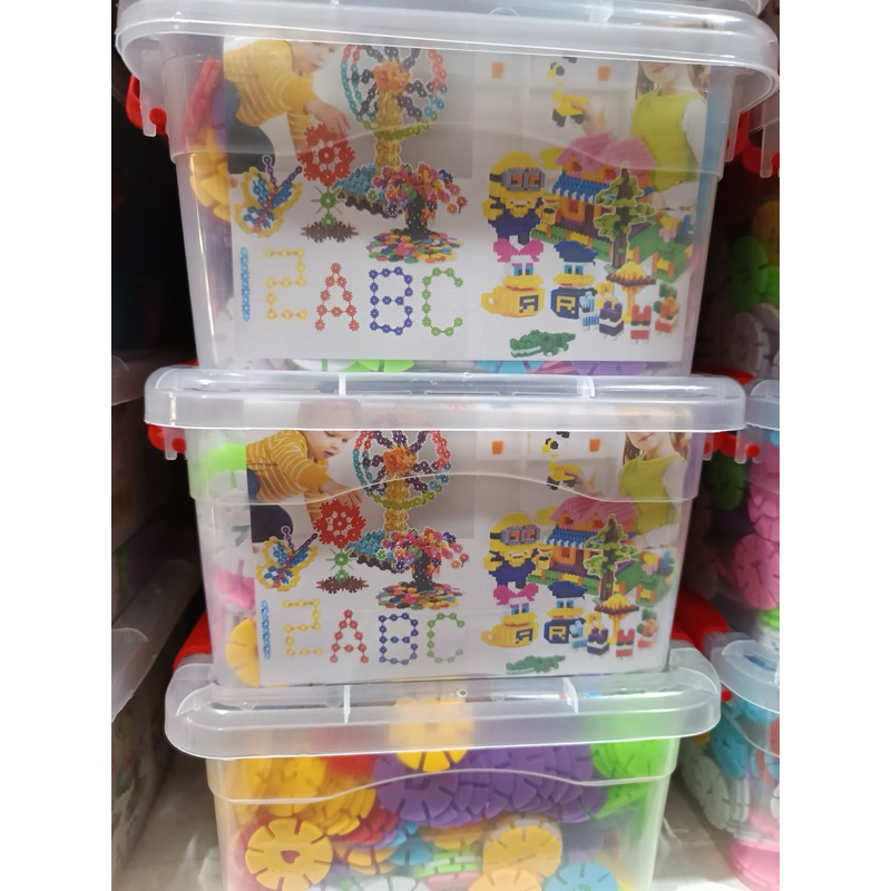 Mainan anak Bombik bunga blocks tazos box isi buanyak