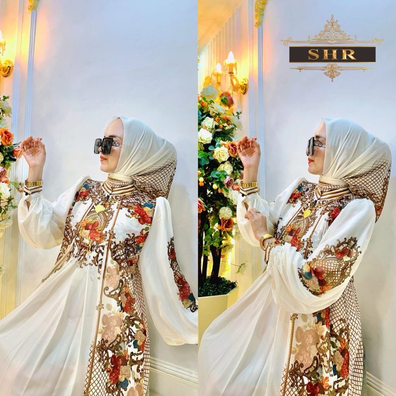 BY SHR ORI NEW READY MAXI DRESS JUMBO MAHKOTA FLOWERS CERUTY BY SHR ORI