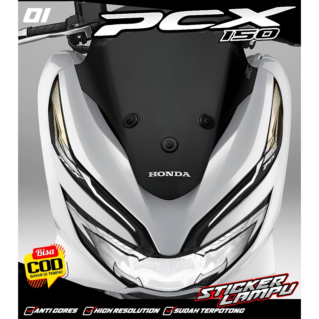 KODE 01 STIKER TRANSPARAN ALIS LAMPU PCX 150 - STIKER LAMPU DEPAN PCX 150 DESAIN TERBARU