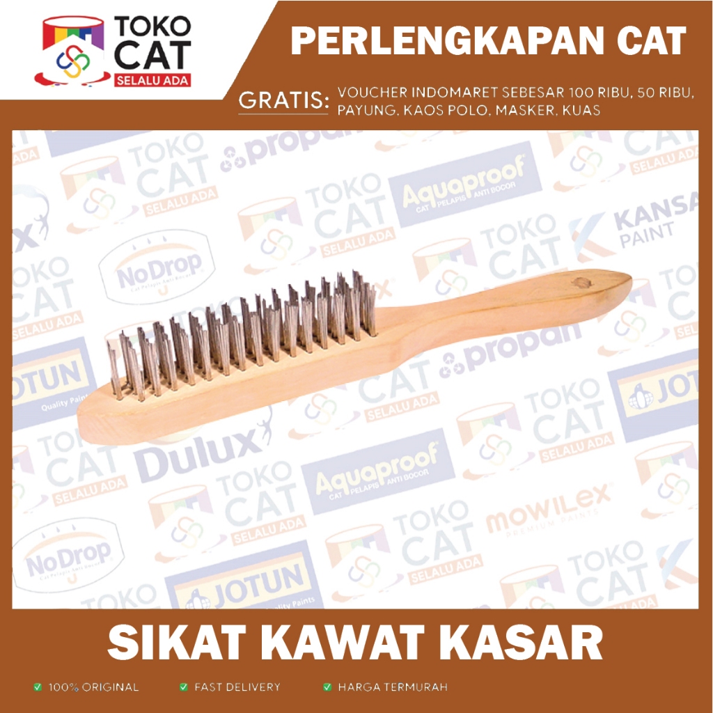 Sikat Kawat Kuningan 8 Baris | Sikat Besi KASAR Gagang Kayu | Wire Brush